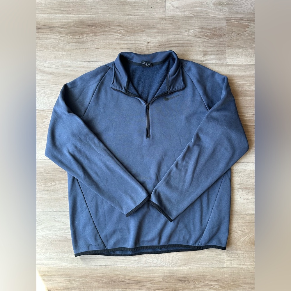 Nike Men's Dri-fit Therma 1/4 Zip Navy Pullover